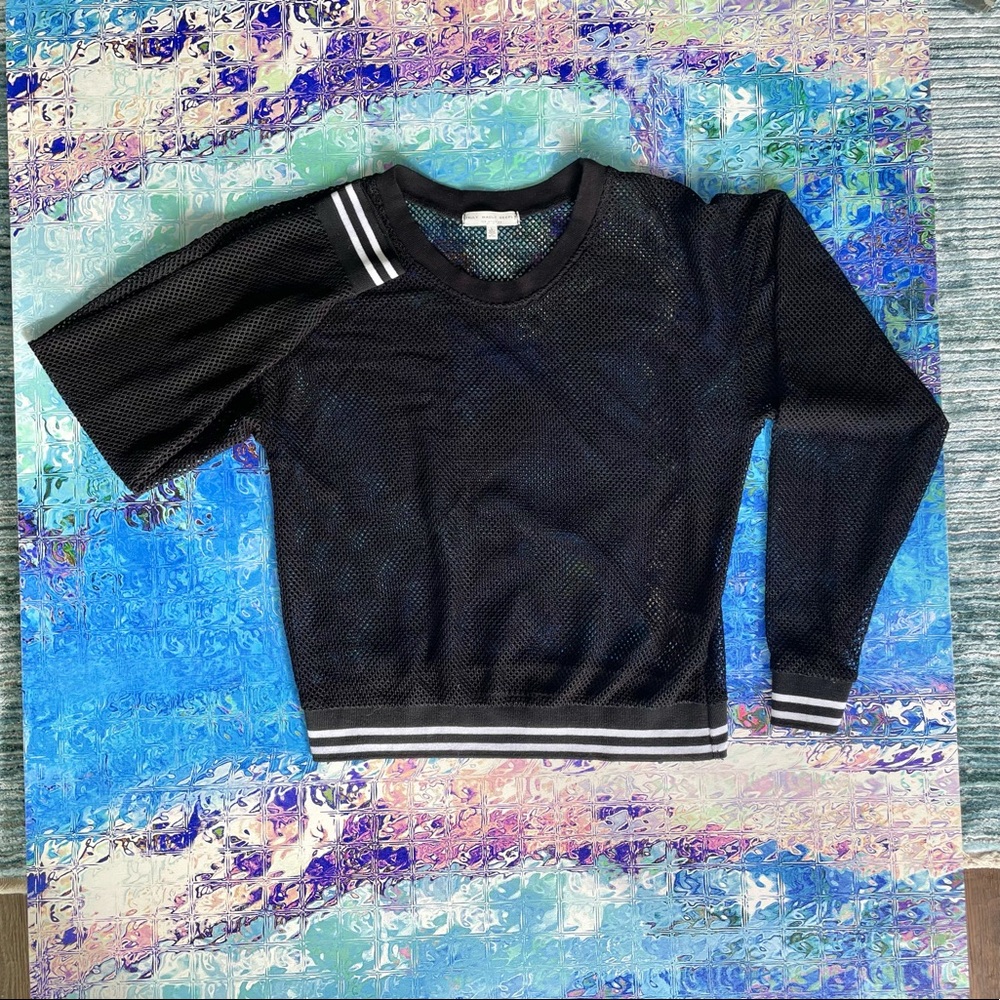 Truly Madly Deeply Black Mesh Long Sleeve Top Size Large